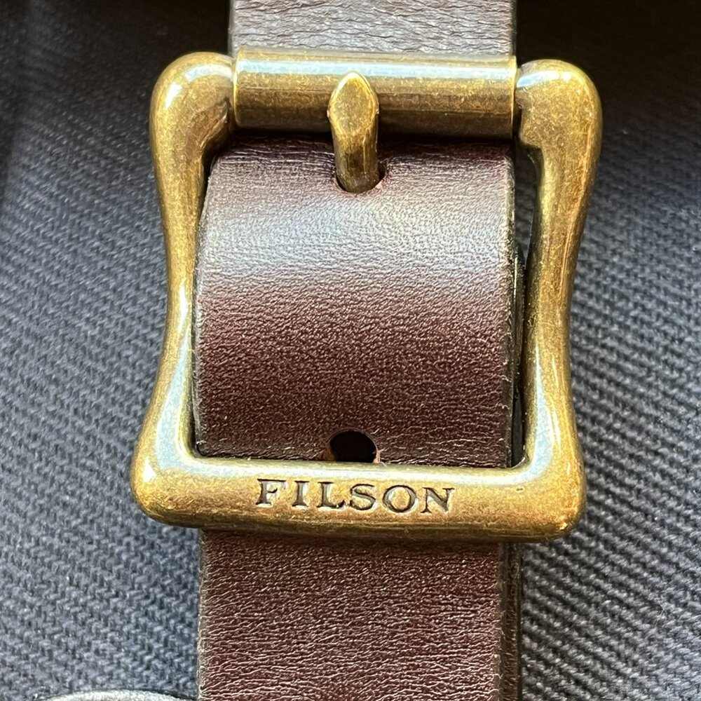 Filson Navy Canvas Field Bag with Leather Accents - Picture 5 of 12